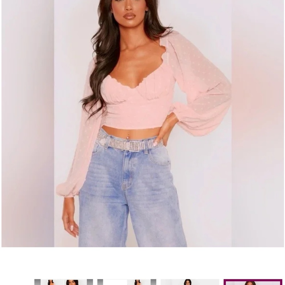 PLT Blush Dobby Mesh Crop Top